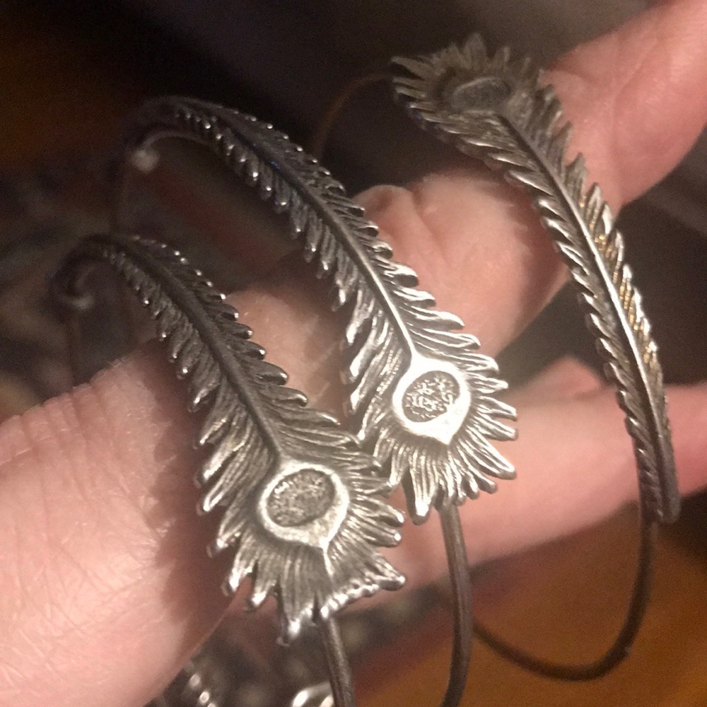 Trio of Alex & Ani Peacock Feather Bangles